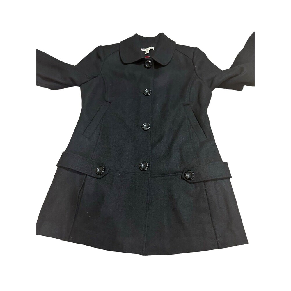 NWT black peacoat wool blend lined size M classic dark academia minimalist